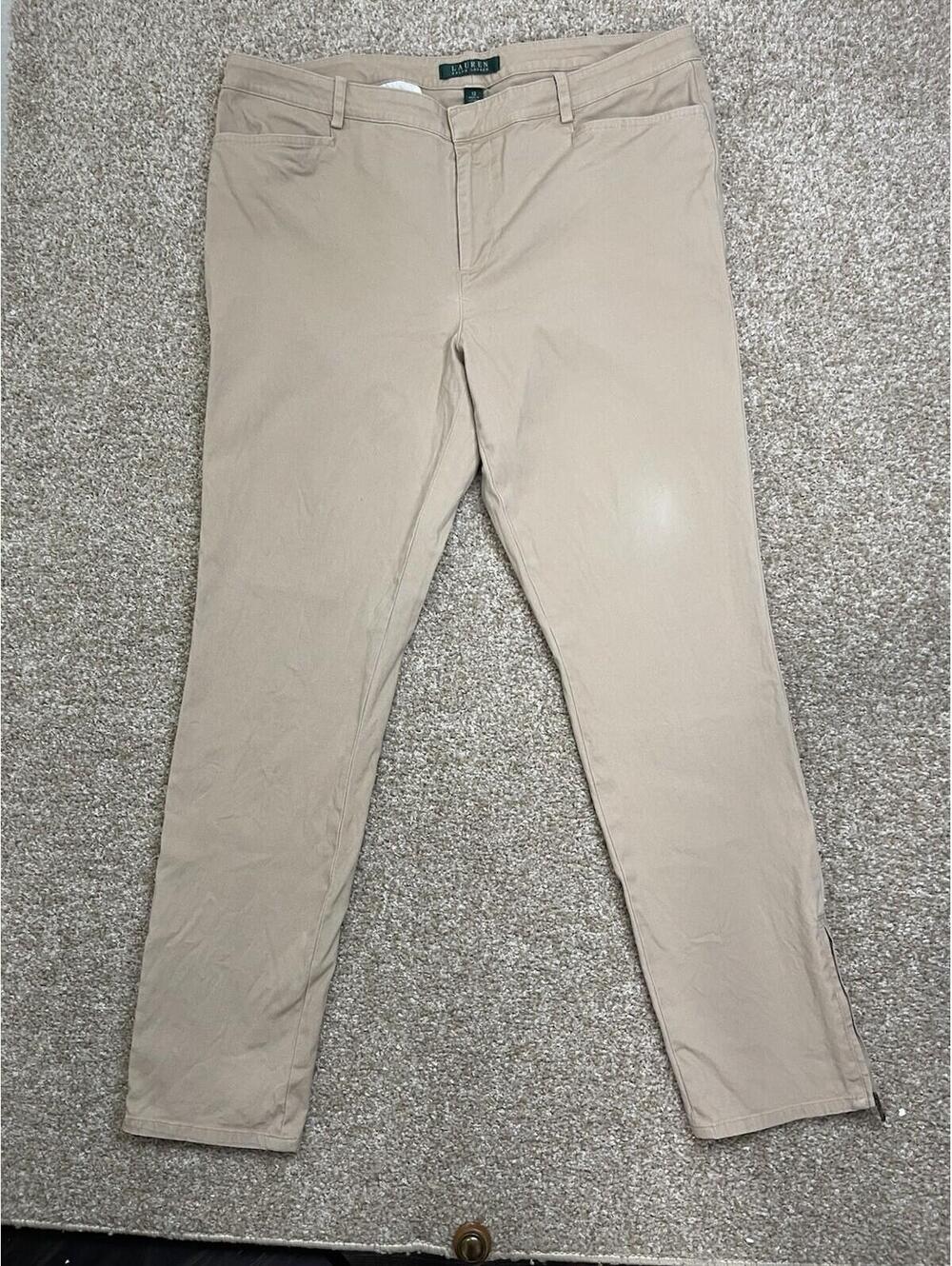 Lauren Ralph Lauren Pants Womens 12Khaki Slim Leg Stretch Trousers Career Office